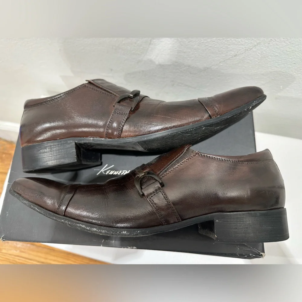 ALDO Men's Dark Brown Leather Slip-On Loafers with Buckle Accent - Picture 8 of 10